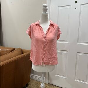 coral / salmon universal thread button up blouse